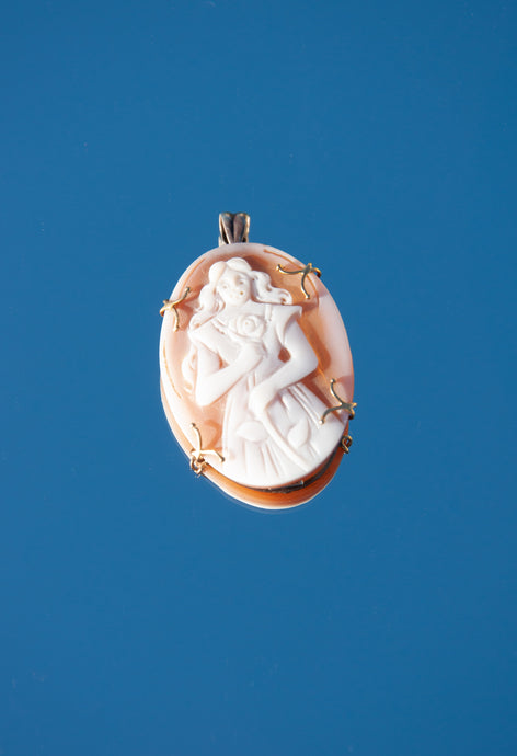 AMEDEO STERLING SILVER AND 14K GOLD CAMEO PIN/PENDANT