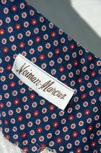 NEIMAN MARCUS 1970S NAVY PAISLEY HALTER NECK DRESS