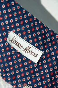 NEIMAN MARCUS 1970S NAVY PAISLEY HALTER NECK DRESS