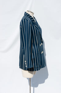 YVES SAINT LAURENT VINTAGE BLUE AND WHITE DOUBLE BREASTED JACKET
