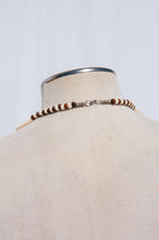 VINTAGE 1970S GEOMETRIC CREAM AND BROWN WOODEN NECKLACE