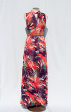 WATERCOLOR CORAL PATTERNED 60S MAXI DRESS