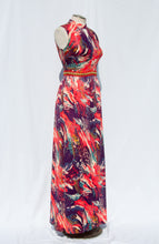 WATERCOLOR CORAL PATTERNED 60S MAXI DRESS