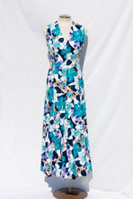 MOLLIE PARNIS BOUTIQUE EARLY 70S BLUE FLORAL MAXI DRESS AND SCARF