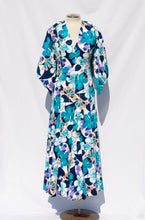 MOLLIE PARNIS BOUTIQUE EARLY 70S BLUE FLORAL MAXI DRESS AND SCARF