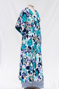 MOLLIE PARNIS BOUTIQUE EARLY 70S BLUE FLORAL MAXI DRESS AND SCARF