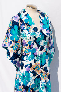 MOLLIE PARNIS BOUTIQUE EARLY 70S BLUE FLORAL MAXI DRESS AND SCARF