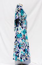 MOLLIE PARNIS BOUTIQUE EARLY 70S BLUE FLORAL MAXI DRESS AND SCARF