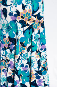 MOLLIE PARNIS BOUTIQUE EARLY 70S BLUE FLORAL MAXI DRESS AND SCARF