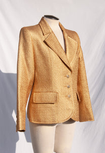 YVES SAINT LAURENT BROCADE GOLD TAILORED JACKET