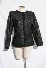 YVES SAINT LAURENT STRUCTURED BLACK FLORAL SILK JACKET