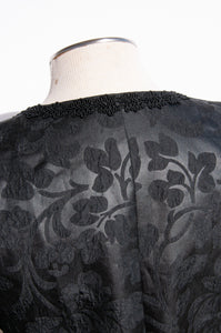 YVES SAINT LAURENT STRUCTURED BLACK FLORAL SILK JACKET