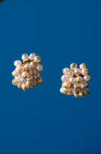 VINTAGE PINK AND GOLD PEARL BAUBLE EARINGS
