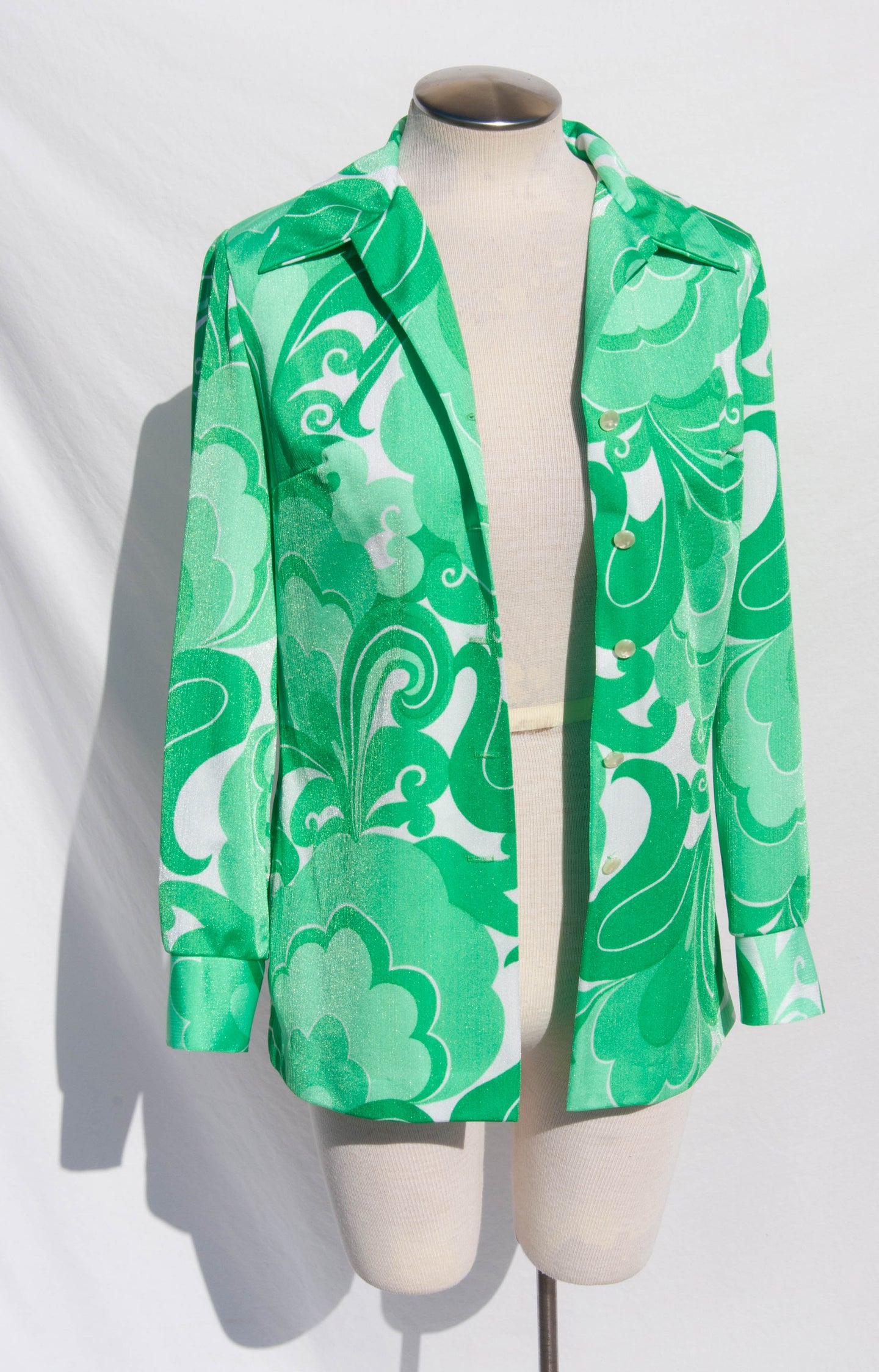 PYKETTES 1970S PSYCHEDELIC GREEN SHIRT