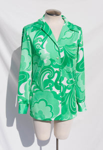 PYKETTES 1970S PSYCHEDELIC GREEN SHIRT