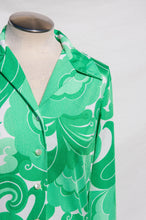 PYKETTES 1970S PSYCHEDELIC GREEN SHIRT
