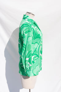 PYKETTES 1970S PSYCHEDELIC GREEN SHIRT