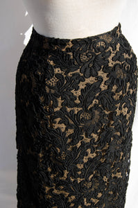PEGGY JENNINGS VINTAGE BLACK SILK LACE SKIRT