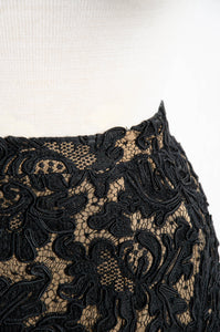 PEGGY JENNINGS VINTAGE BLACK SILK LACE SKIRT