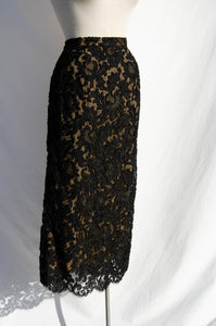 PEGGY JENNINGS VINTAGE BLACK SILK LACE SKIRT