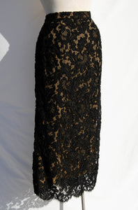 PEGGY JENNINGS VINTAGE BLACK SILK LACE SKIRT
