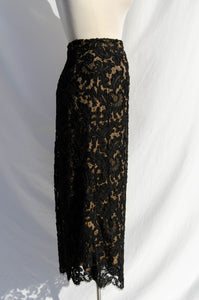 PEGGY JENNINGS VINTAGE BLACK SILK LACE SKIRT