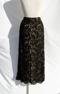 PEGGY JENNINGS VINTAGE BLACK SILK LACE SKIRT