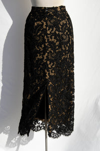 PEGGY JENNINGS VINTAGE BLACK SILK LACE SKIRT