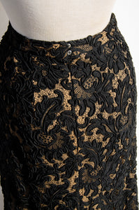 PEGGY JENNINGS VINTAGE BLACK SILK LACE SKIRT