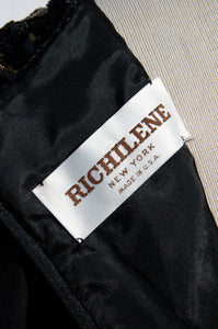RICHILENE VINTAGE 1980S BLACK AND GOLD BEADED AND BRAIDED GOWN