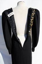 RICHILENE VINTAGE 1980S BLACK AND GOLD BEADED AND BRAIDED GOWN