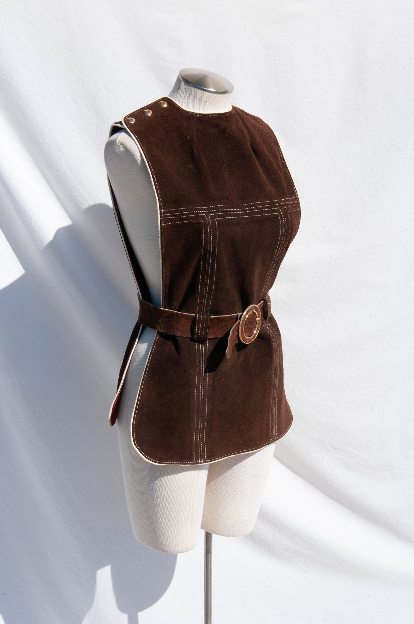 VINTAGE 1970S BROWN SUEDE BELTED TUNIC