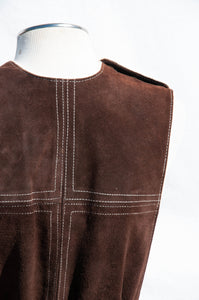 VINTAGE 1970S BROWN SUEDE BELTED TUNIC