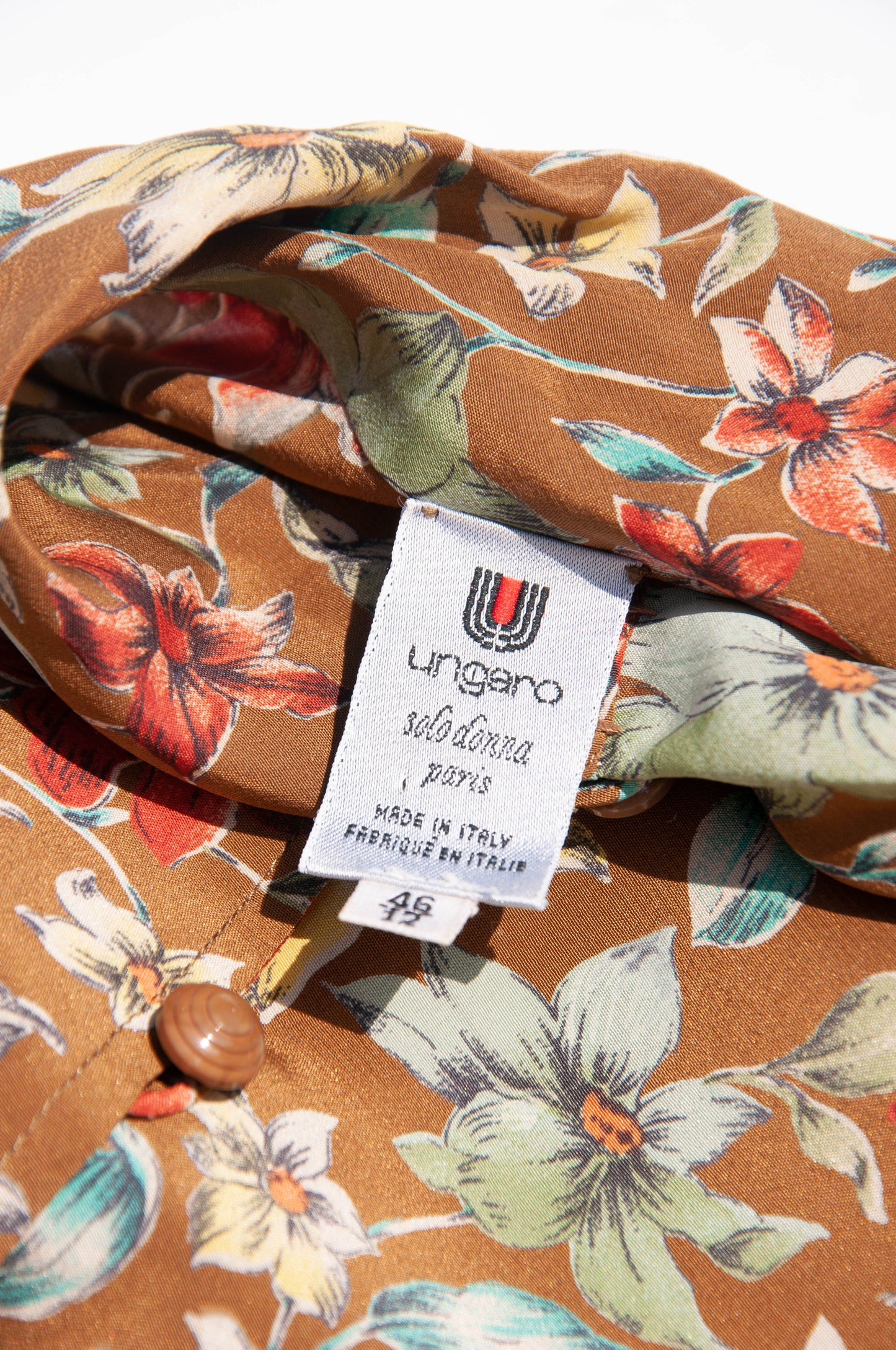 EMANUEL UNGARO VINTAGE FLORAL SILK SHIRT