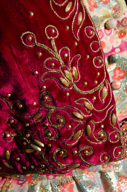 OSCAR DE LA RENTA VINTAGE CA. 1969 MULTICOLOR GOLD METALLIC GOWN