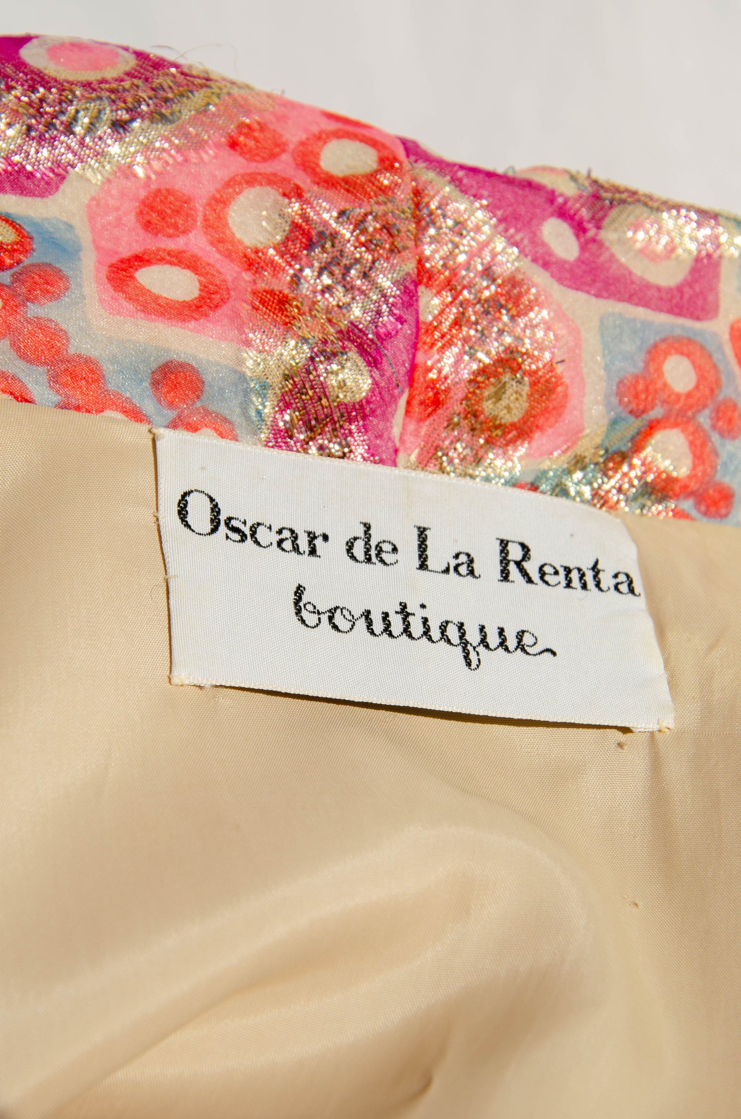 OSCAR DE LA RENTA VINTAGE CA. 1969 MULTICOLOR GOLD METALLIC GOWN