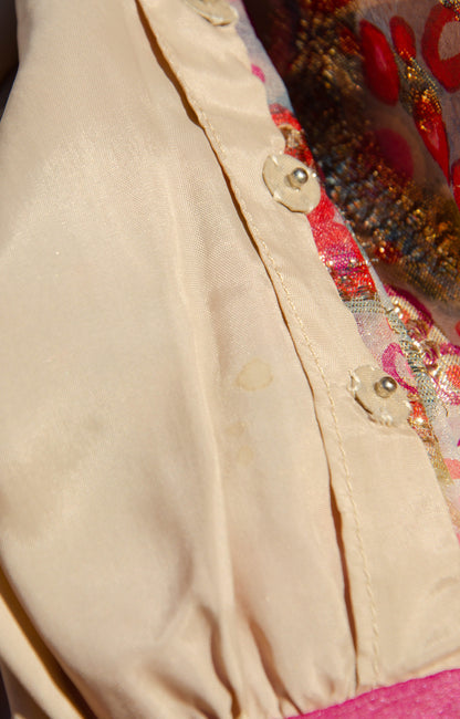 OSCAR DE LA RENTA VINTAGE CA. 1969 MULTICOLOR GOLD METALLIC GOWN