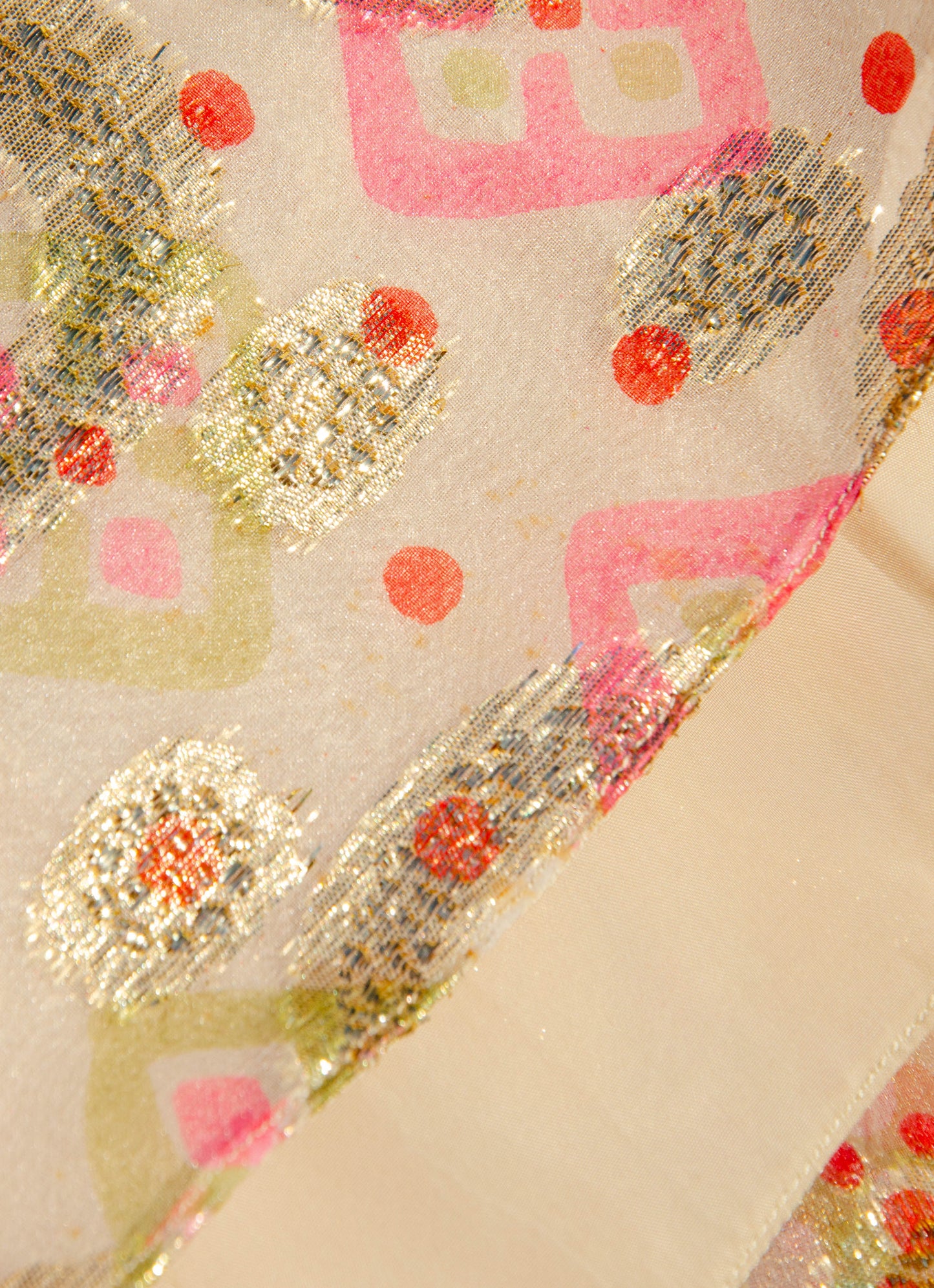 OSCAR DE LA RENTA VINTAGE CA. 1969 MULTICOLOR GOLD METALLIC GOWN