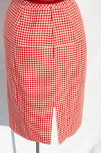 EMANUEL UNGARO SPRING 1996 RED AND WHITE HOUNDSTOOTH WOOL DRESS
