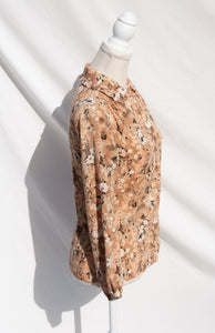 BEAUJOLAIS 60S FLORAL EARTHTONE BUTTON DOWN SHIRT
