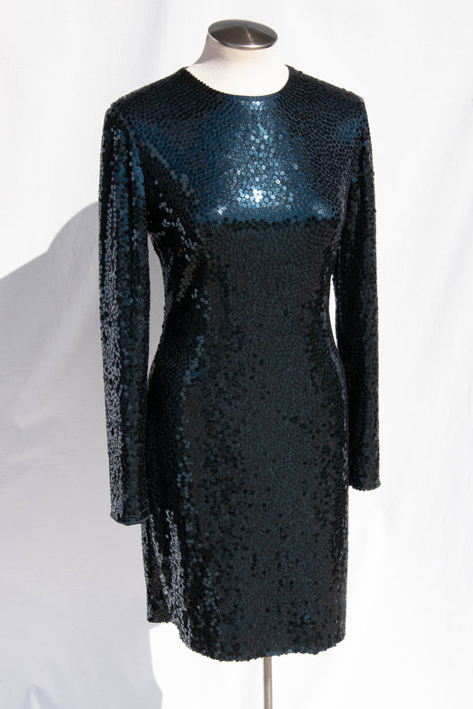 BILL BLASS FW2007 RUNWAY NAVY SEQUIN COCKTAIL DRESS