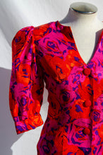 FLORA KUNG VINTAGE PINK AND RED SILK DRESS SUIT