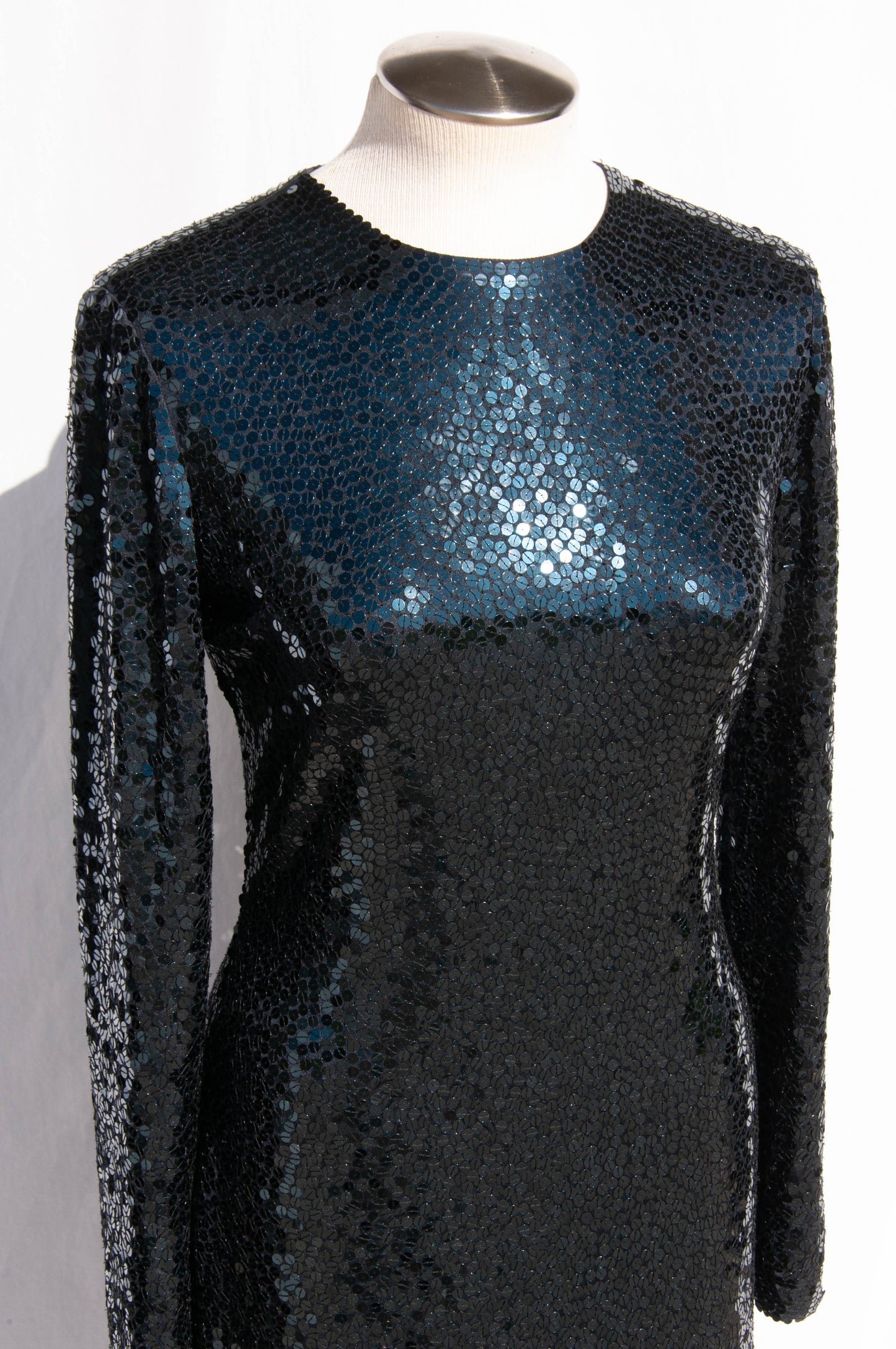 BILL BLASS FW2007 RUNWAY NAVY SEQUIN COCKTAIL DRESS