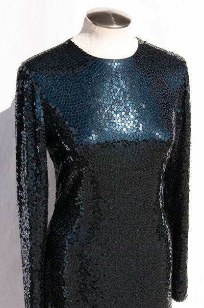 BILL BLASS FW2007 RUNWAY NAVY SEQUIN COCKTAIL DRESS