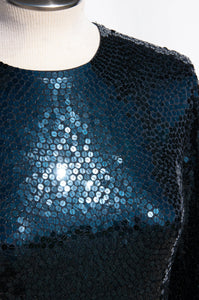 BILL BLASS FW2007 RUNWAY NAVY SEQUIN COCKTAIL DRESS