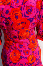 FLORA KUNG VINTAGE PINK AND RED SILK DRESS SUIT