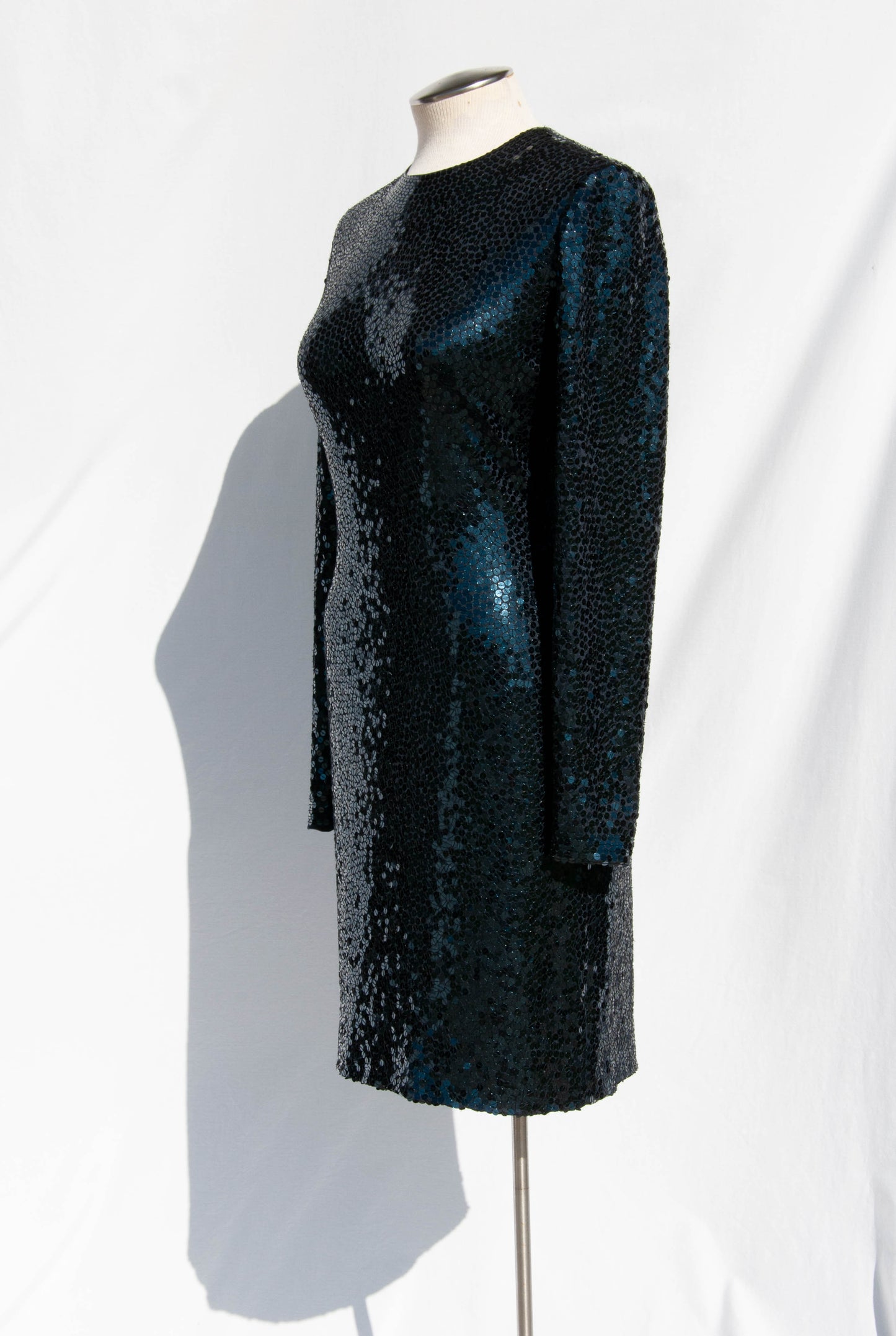 BILL BLASS FW2007 RUNWAY NAVY SEQUIN COCKTAIL DRESS