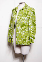 70S PYKETTES GREEN FLORAL BUTTON DOWN LONG SLEEVE SHIRT