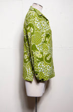 70S PYKETTES GREEN FLORAL BUTTON DOWN LONG SLEEVE SHIRT