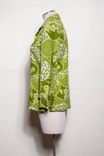 70S PYKETTES GREEN FLORAL BUTTON DOWN LONG SLEEVE SHIRT